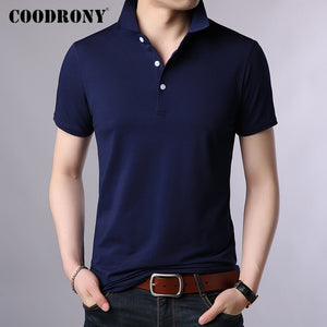 COODRONY Summer Short Sleeve T Shirt Men Pure Color Casual Turn-down Collar T-Shirt Men Clothes Cotton Tee Shirt Homme C5020S