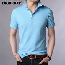 Load image into Gallery viewer, COODRONY Summer Short Sleeve T Shirt Men Pure Color Casual Turn-down Collar T-Shirt Men Clothes Cotton Tee Shirt Homme C5020S
