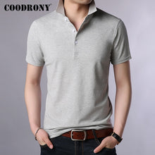 Load image into Gallery viewer, COODRONY Summer Short Sleeve T Shirt Men Pure Color Casual Turn-down Collar T-Shirt Men Clothes Cotton Tee Shirt Homme C5020S
