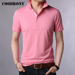 COODRONY Summer Short Sleeve T Shirt Men Pure Color Casual Turn-down Collar T-Shirt Men Clothes Cotton Tee Shirt Homme C5020S