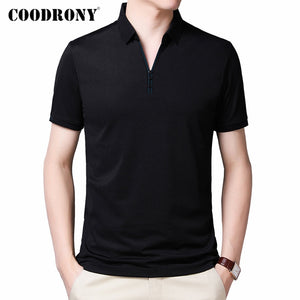 COODRONY 2020 Spring Summer Short Sleeve T Shirt Men Top Fashion Button Collar T-Shirt Men Clothes Cotton Tee Shirt Homme C5012S