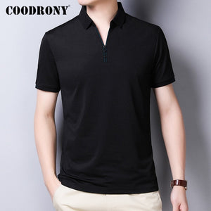 COODRONY 2020 Spring Summer Short Sleeve T Shirt Men Top Fashion Button Collar T-Shirt Men Clothes Cotton Tee Shirt Homme C5012S