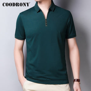 COODRONY 2020 Spring Summer Short Sleeve T Shirt Men Top Fashion Button Collar T-Shirt Men Clothes Cotton Tee Shirt Homme C5012S