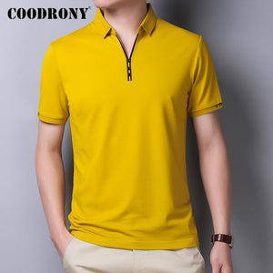 COODRONY 2020 Spring Summer Short Sleeve T Shirt Men Top Fashion Button Collar T-Shirt Men Clothes Cotton Tee Shirt Homme C5012S